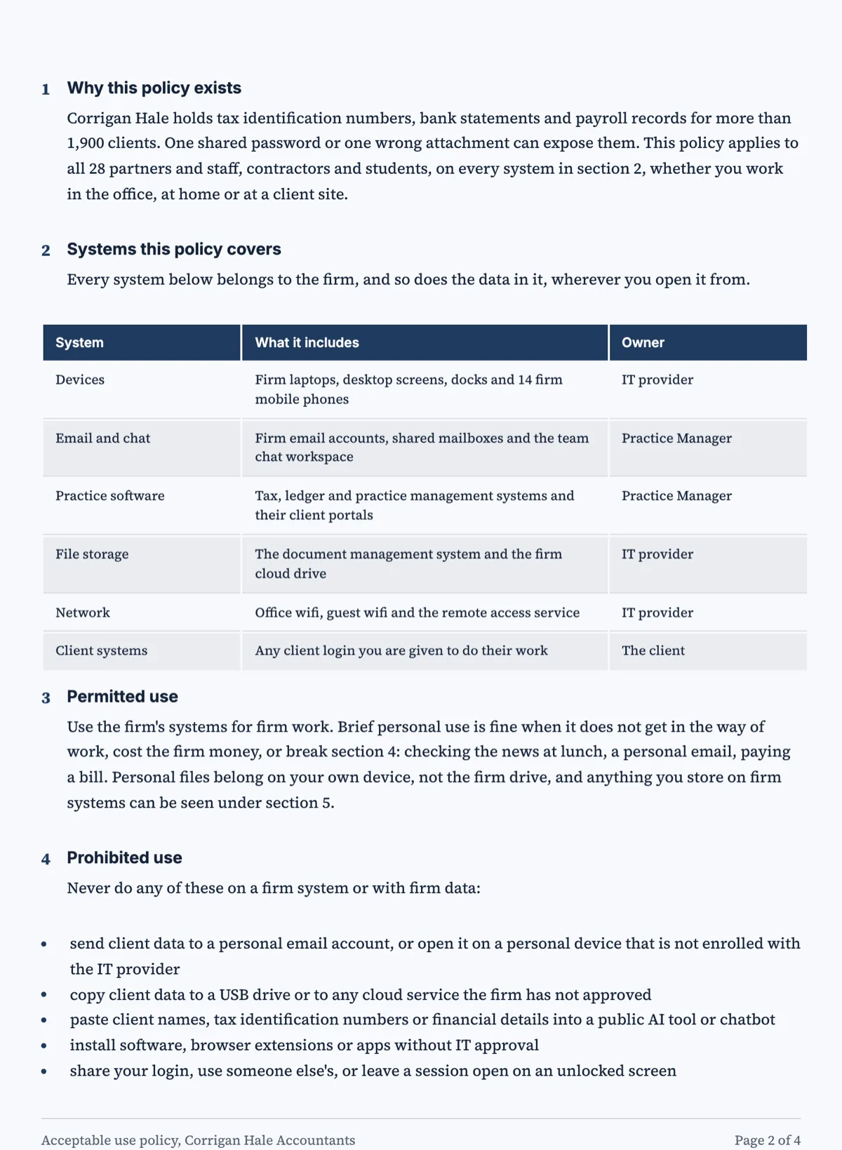 Acceptable use policy template with an honest monitoring notice example
