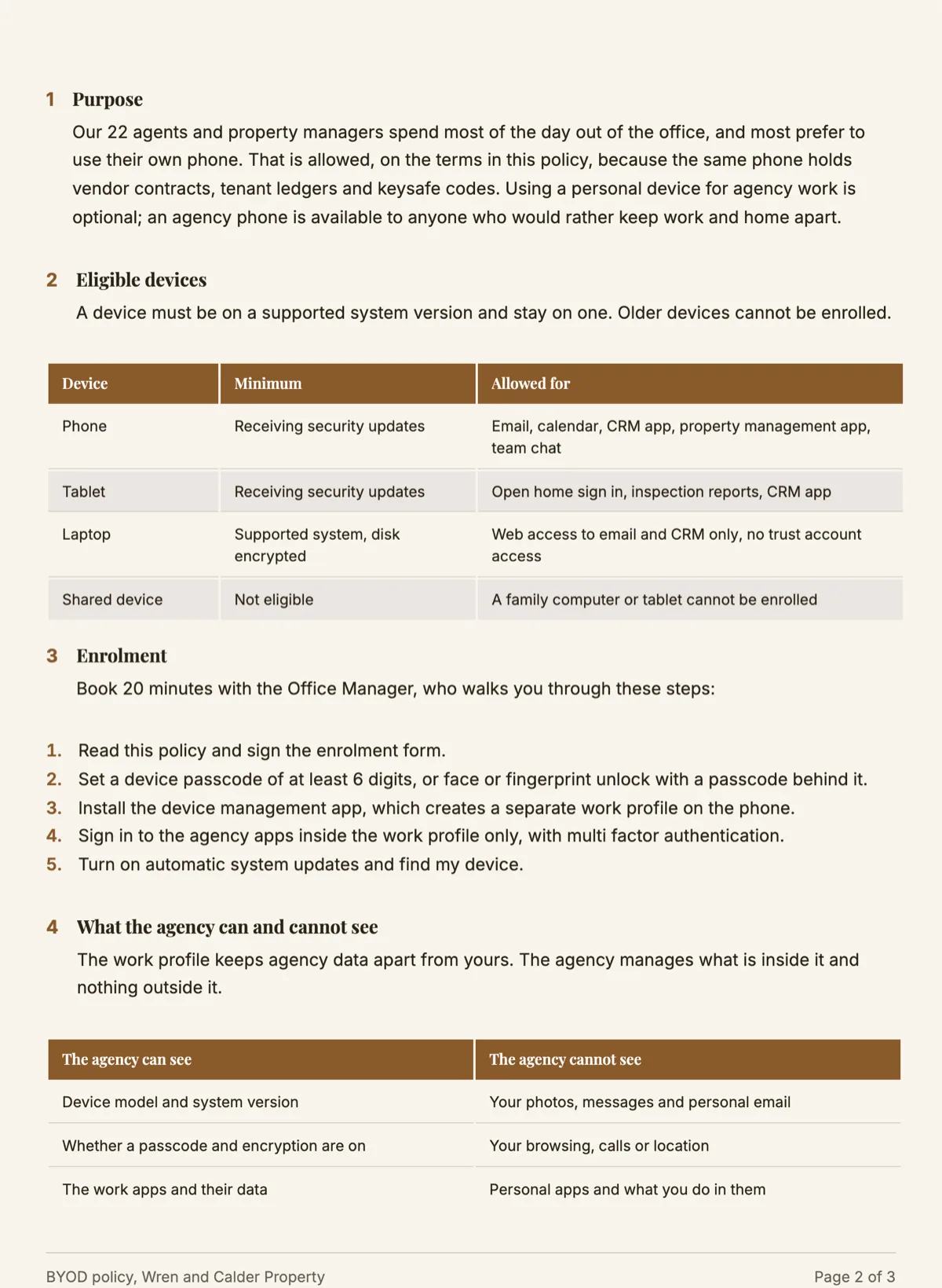 BYOD policy template that draws a line around work data example