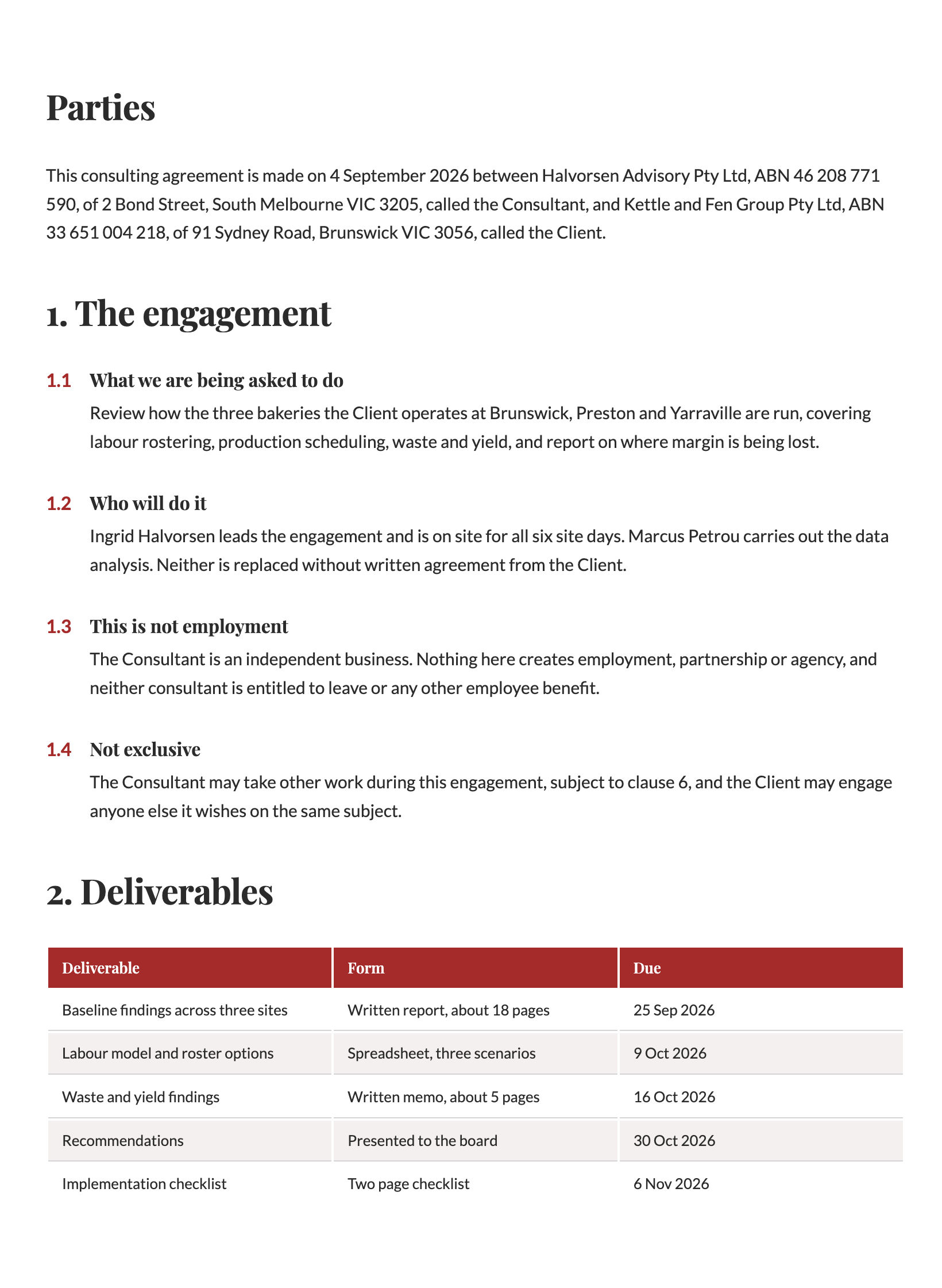 Consulting agreement example