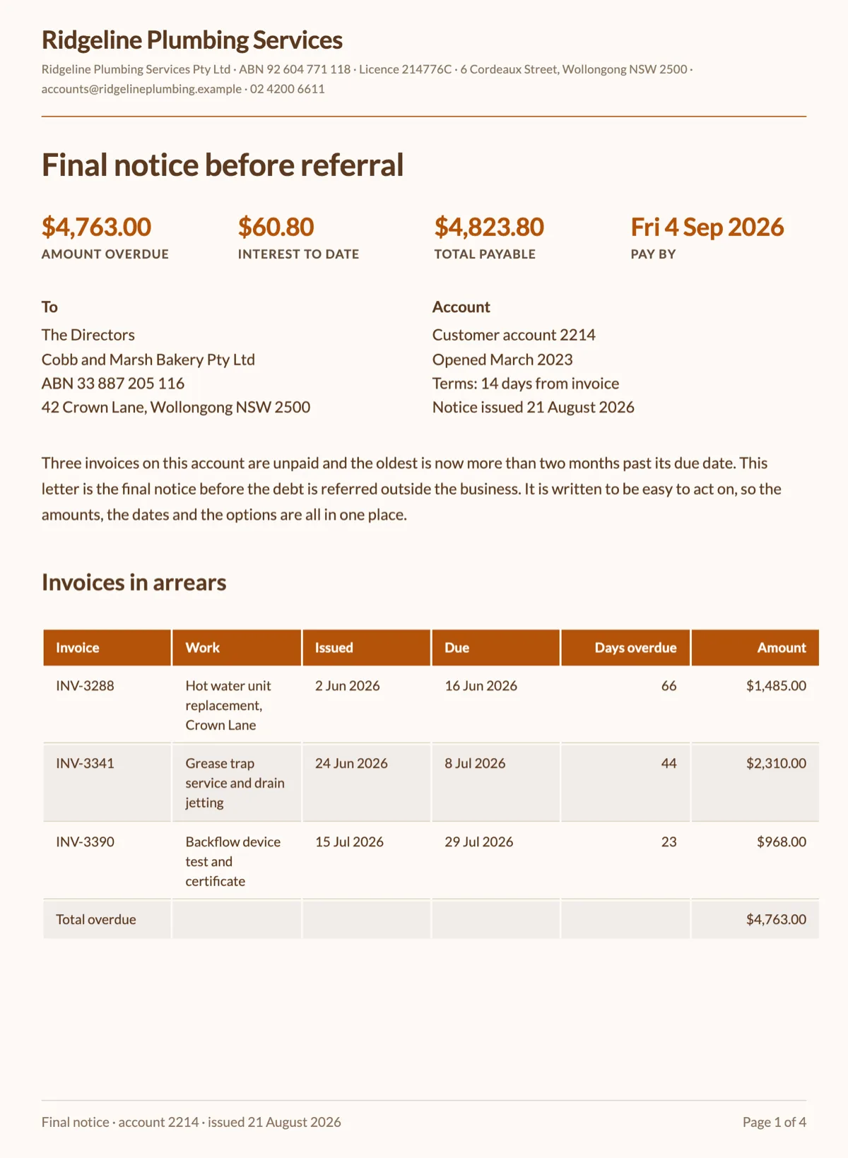 Overdue payment notice example