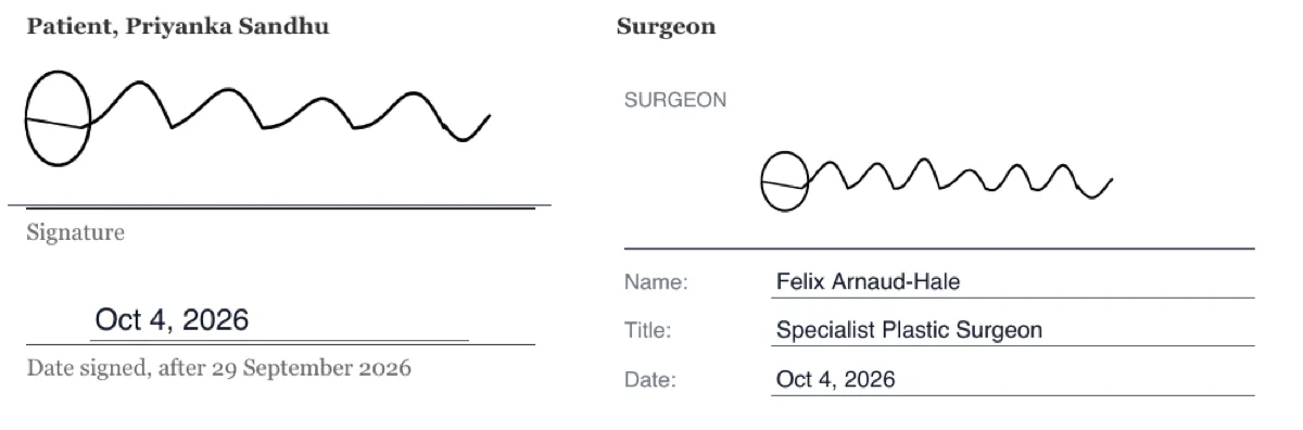 Sign a cosmetic procedure consent online example