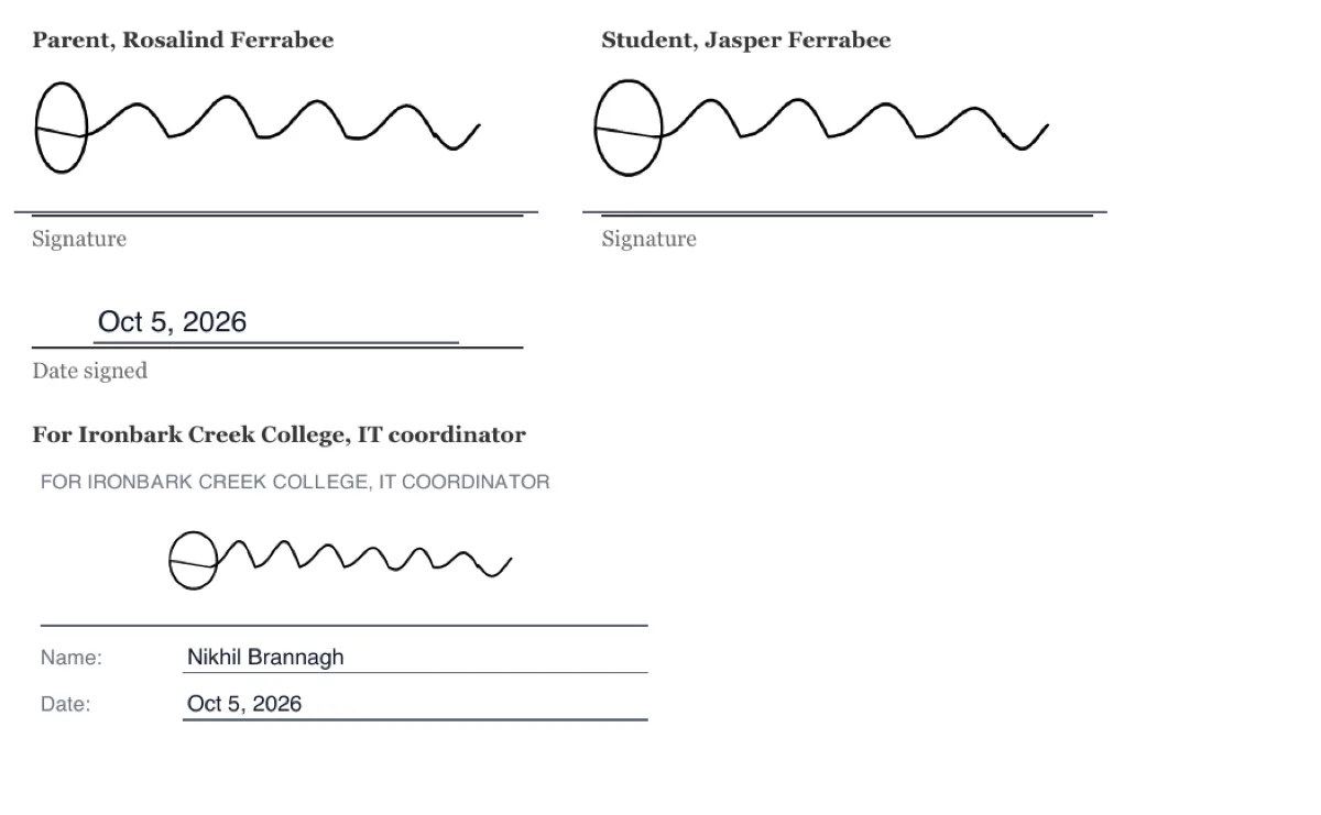 Sign a school device loan agreement online example