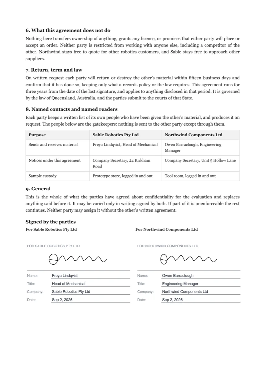 Sign an NDA online example