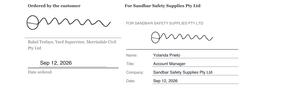 Sign an order form online example