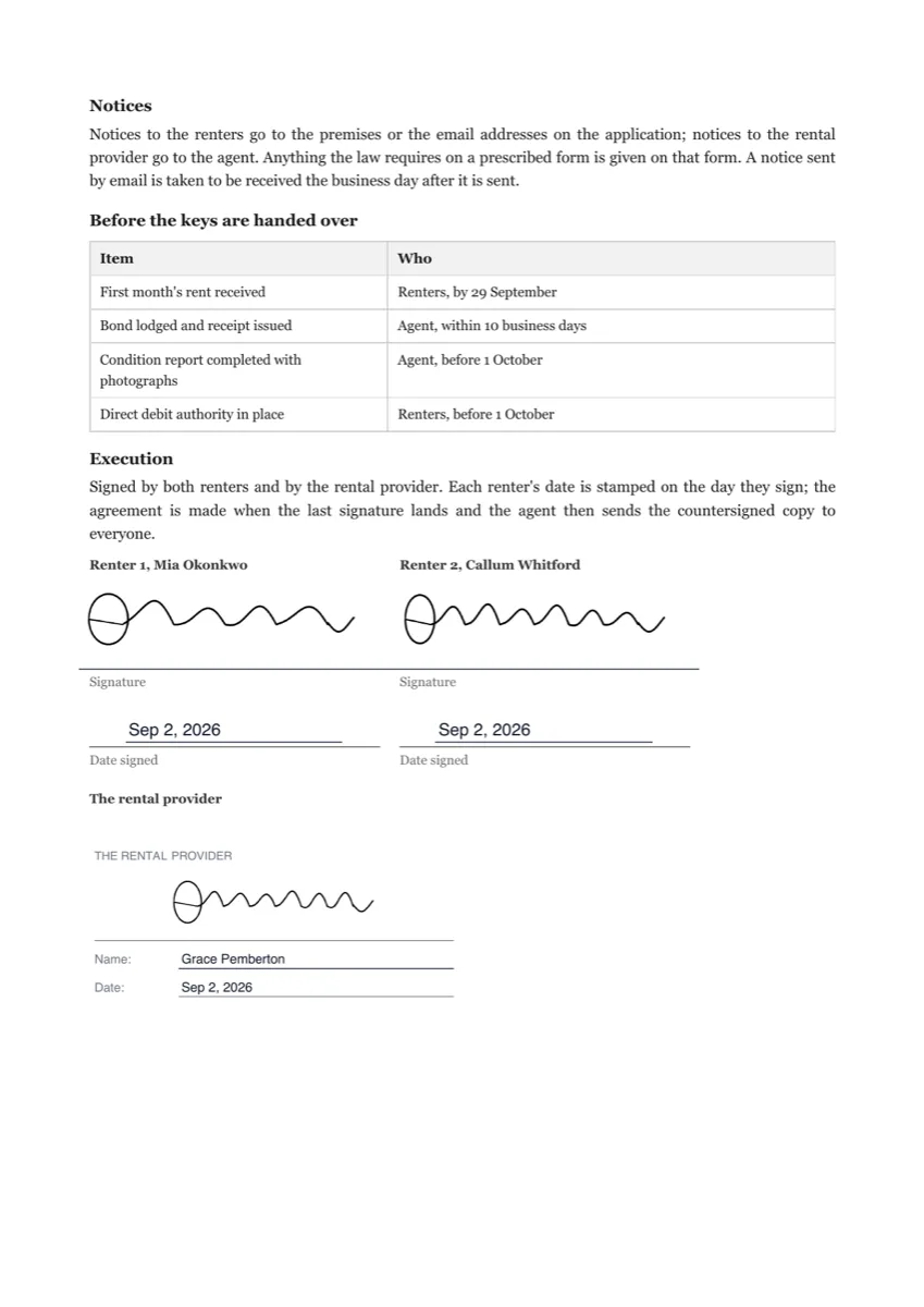 Sign a Lease Online: Landlord, Two Tenants, Page Initials