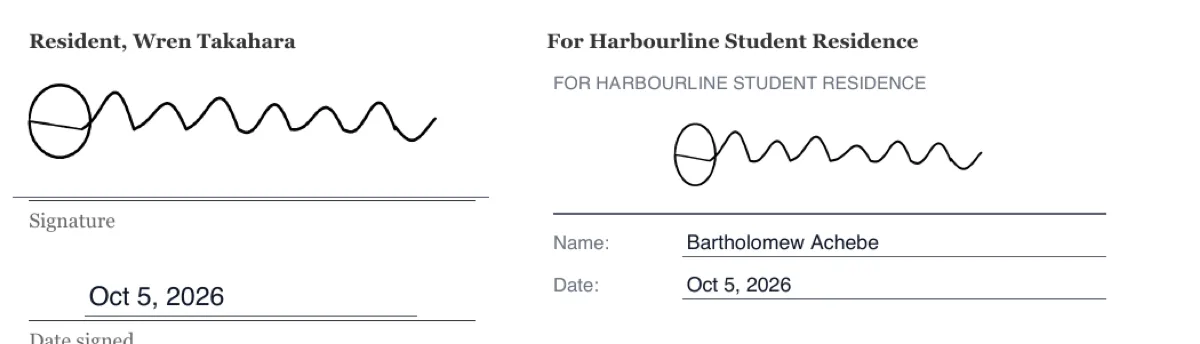 Sign a student accommodation agreement online example