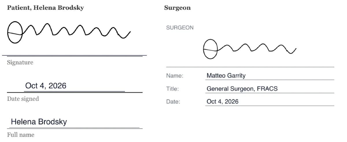 Sign a surgical consent form online example