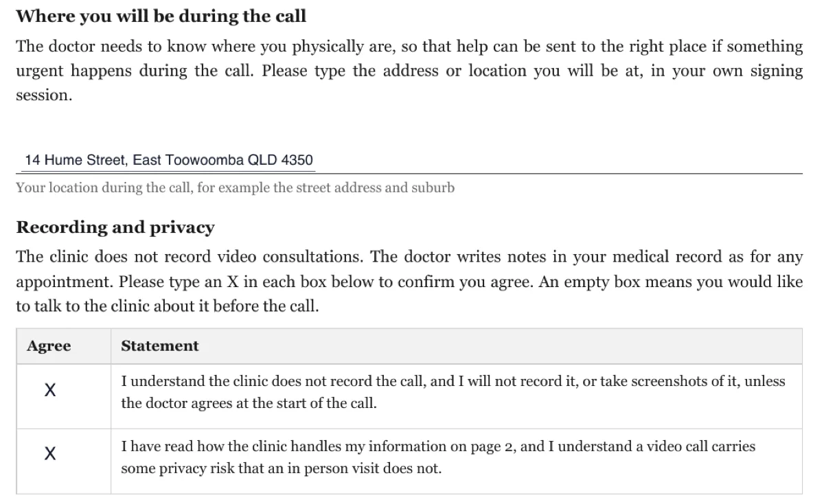 Sign a telehealth consent form online example