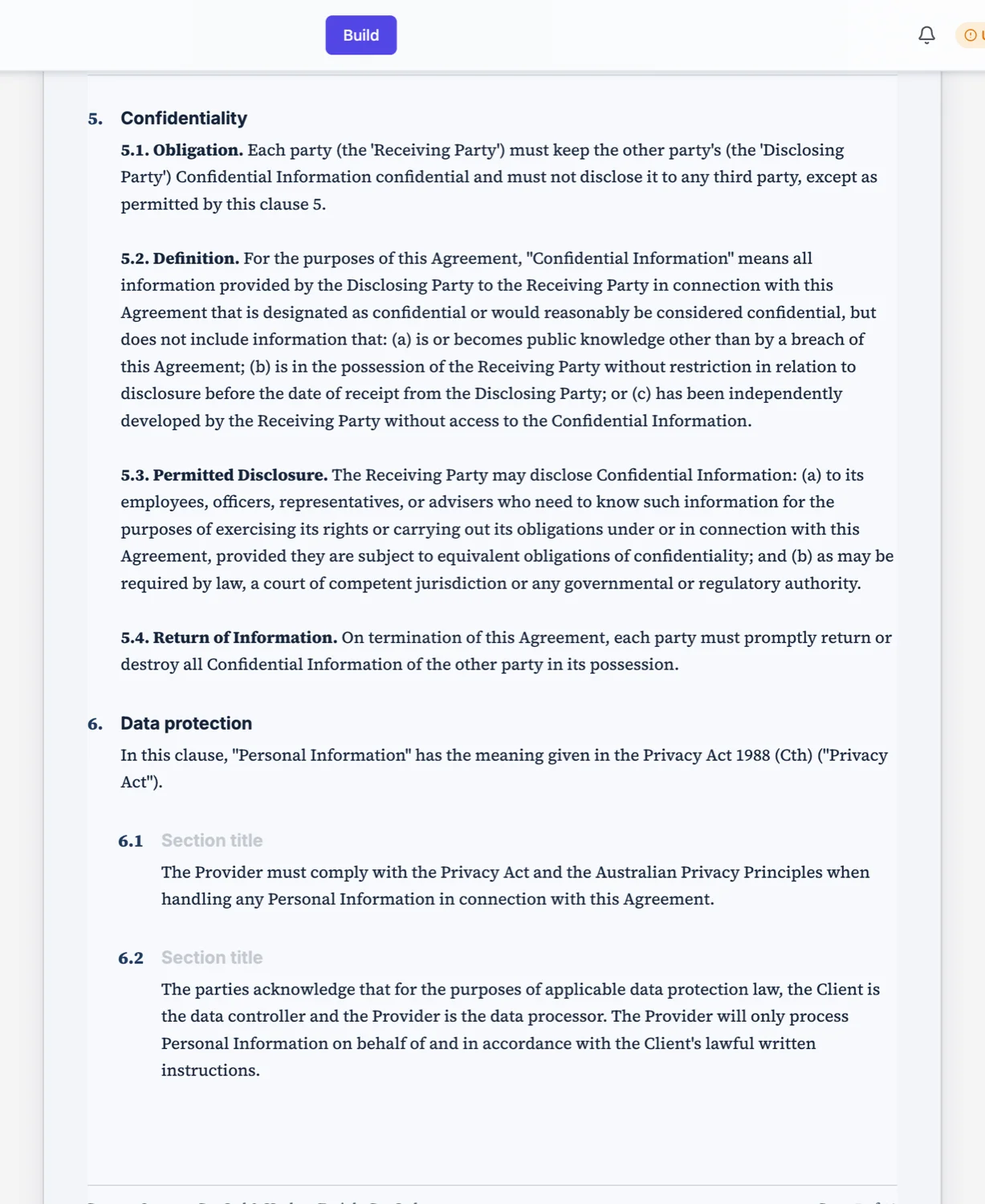 The cover page of a managed IT support service agreement
