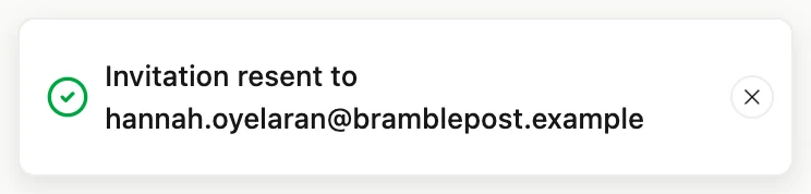 A confirmation message reading Invitation resent, followed by the signer's email address