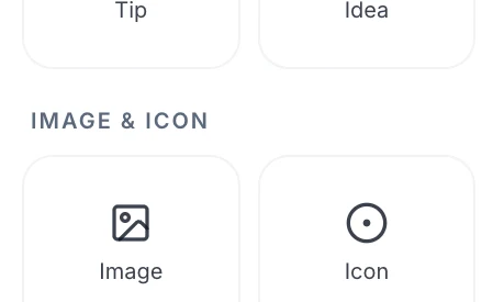 The image and icon section of the flyer element panel