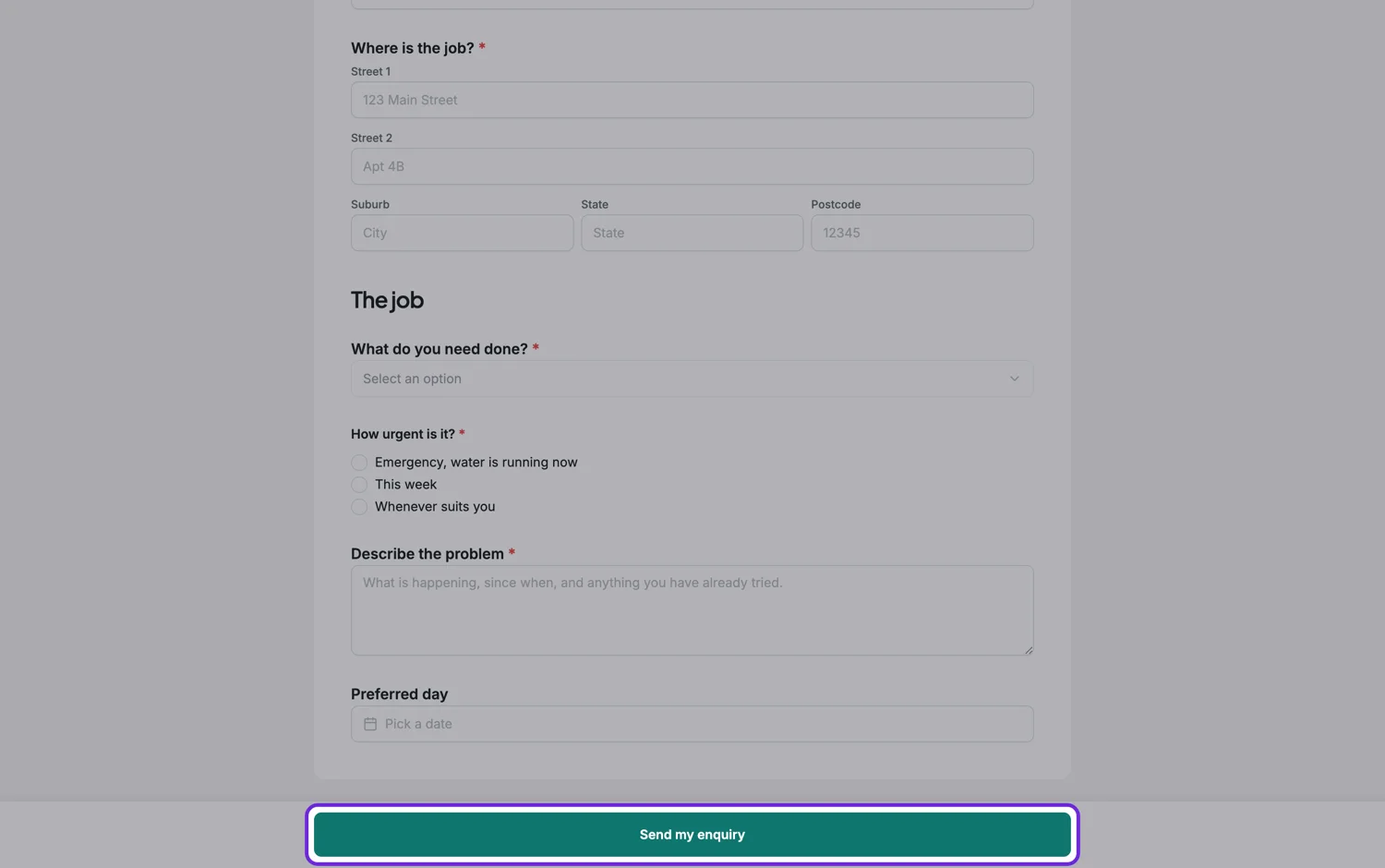 The submit bar pinned to the bottom of a published form, highlighted