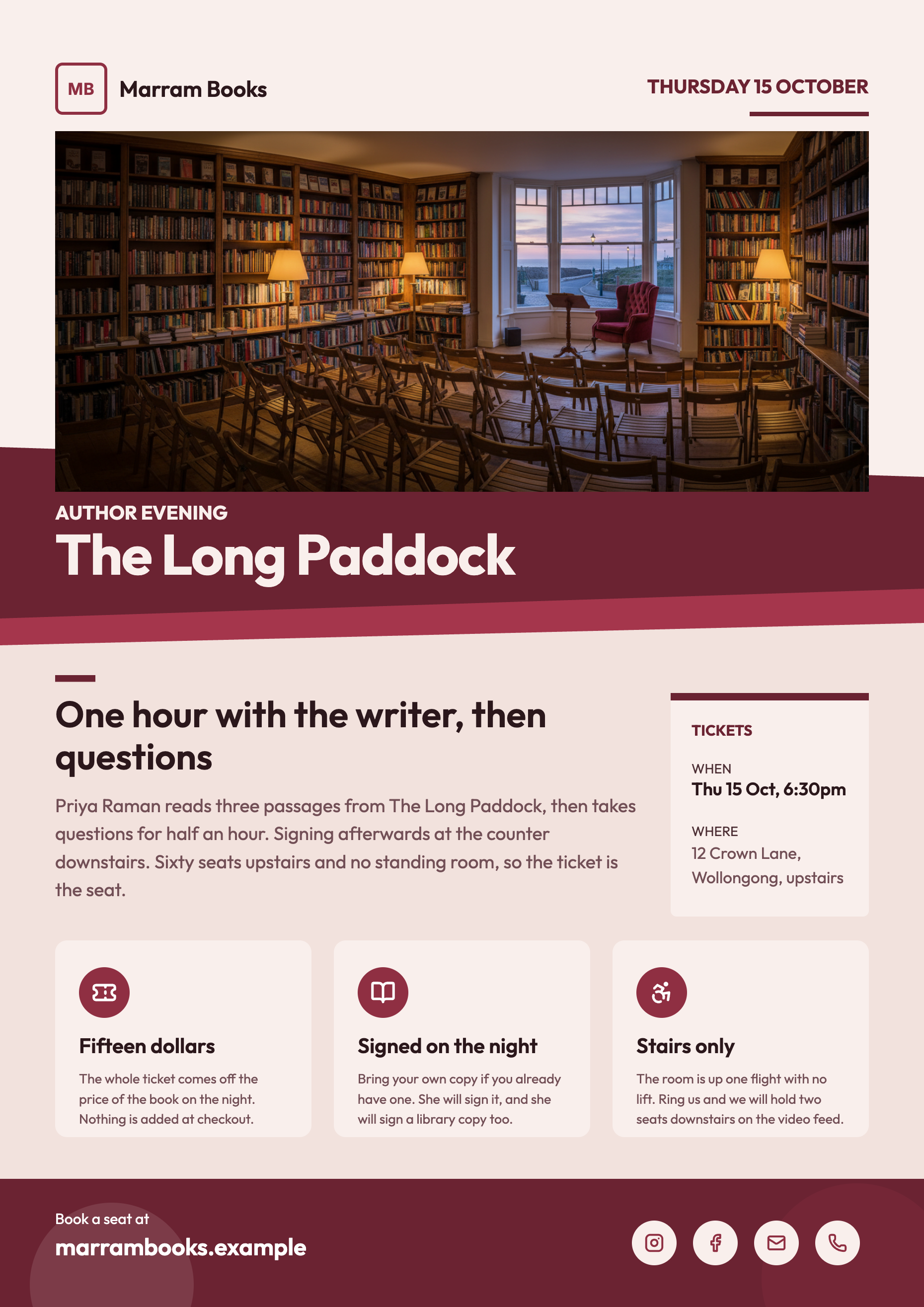 Bookshop event flyer example