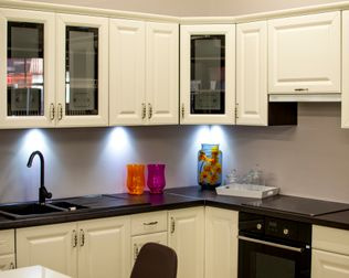 white kitchen cabinet doors close up