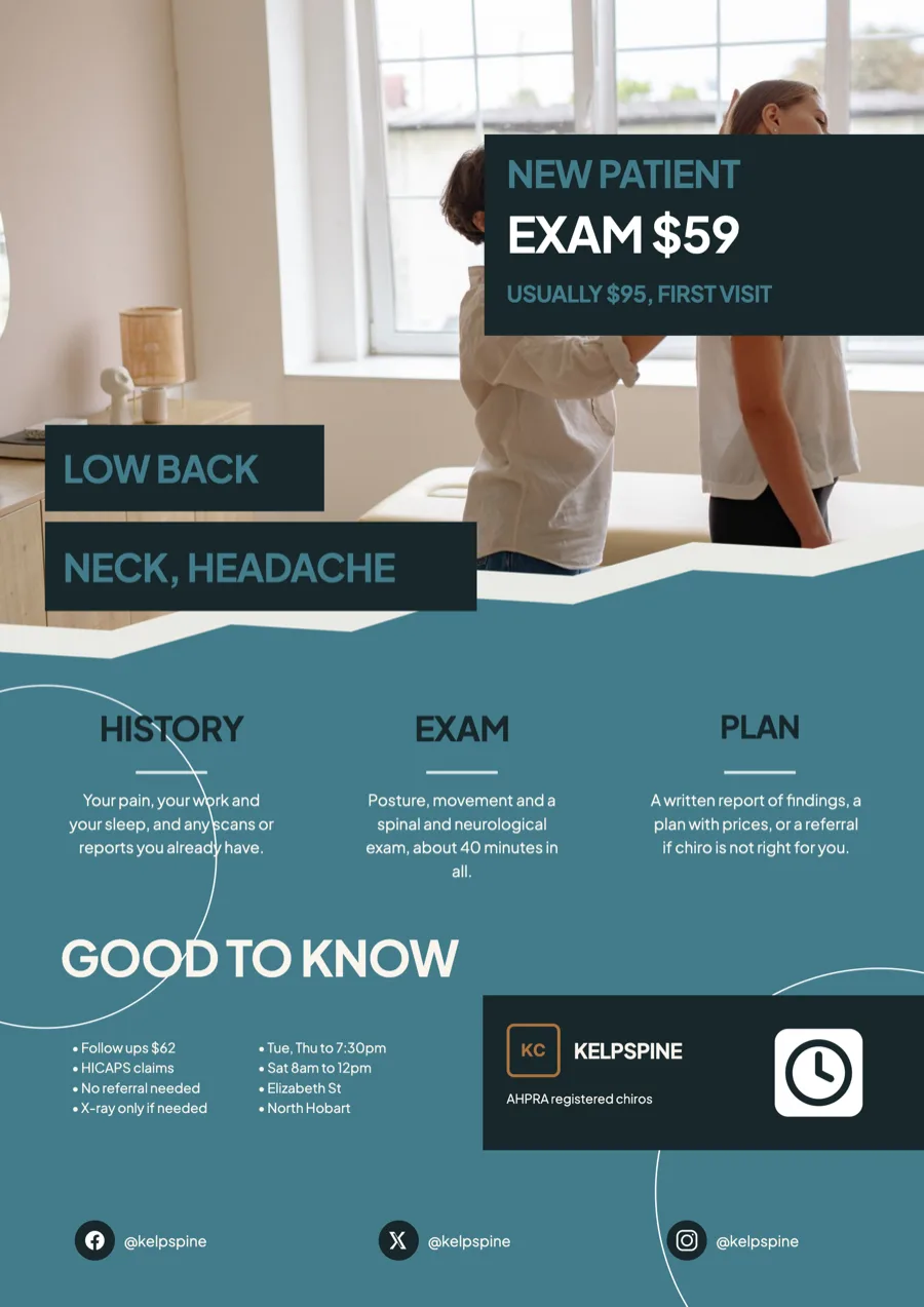 Chiropractor flyer with a new patient offer and what to expect example