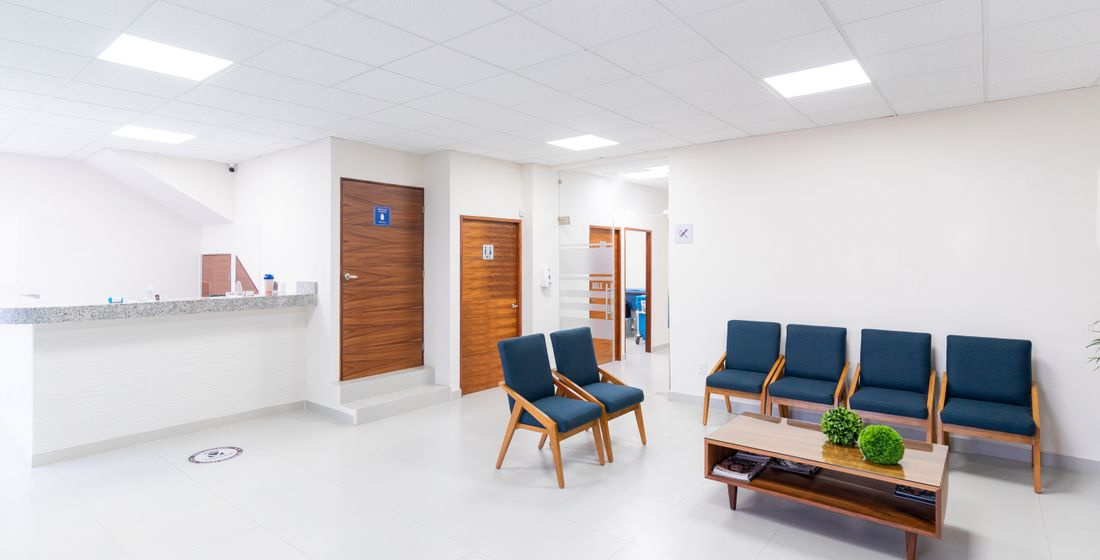 empty medical clinic reception desk