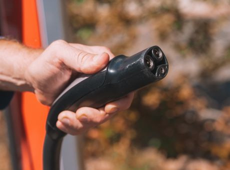 ev charging plug close up