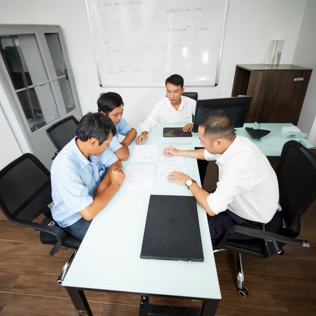 job interview in a bright office with resume on the table
