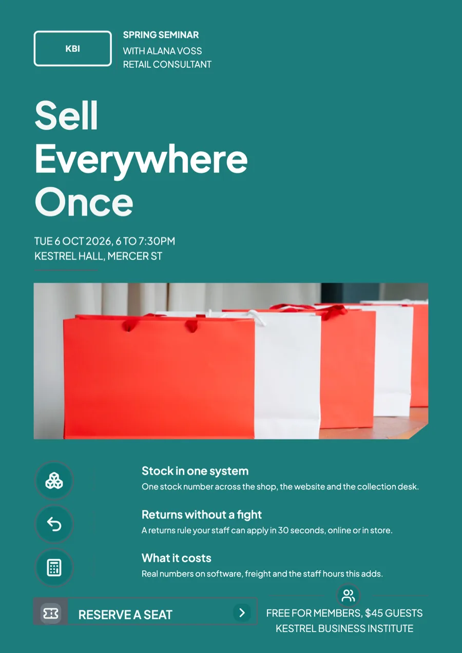 Seminar flyer for a business institute's evening talks example