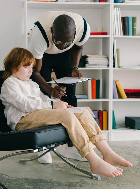 therapist engaging with child session