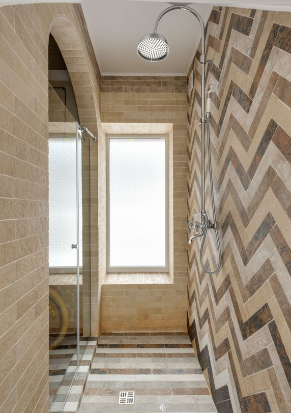 herringbone bathroom tiles