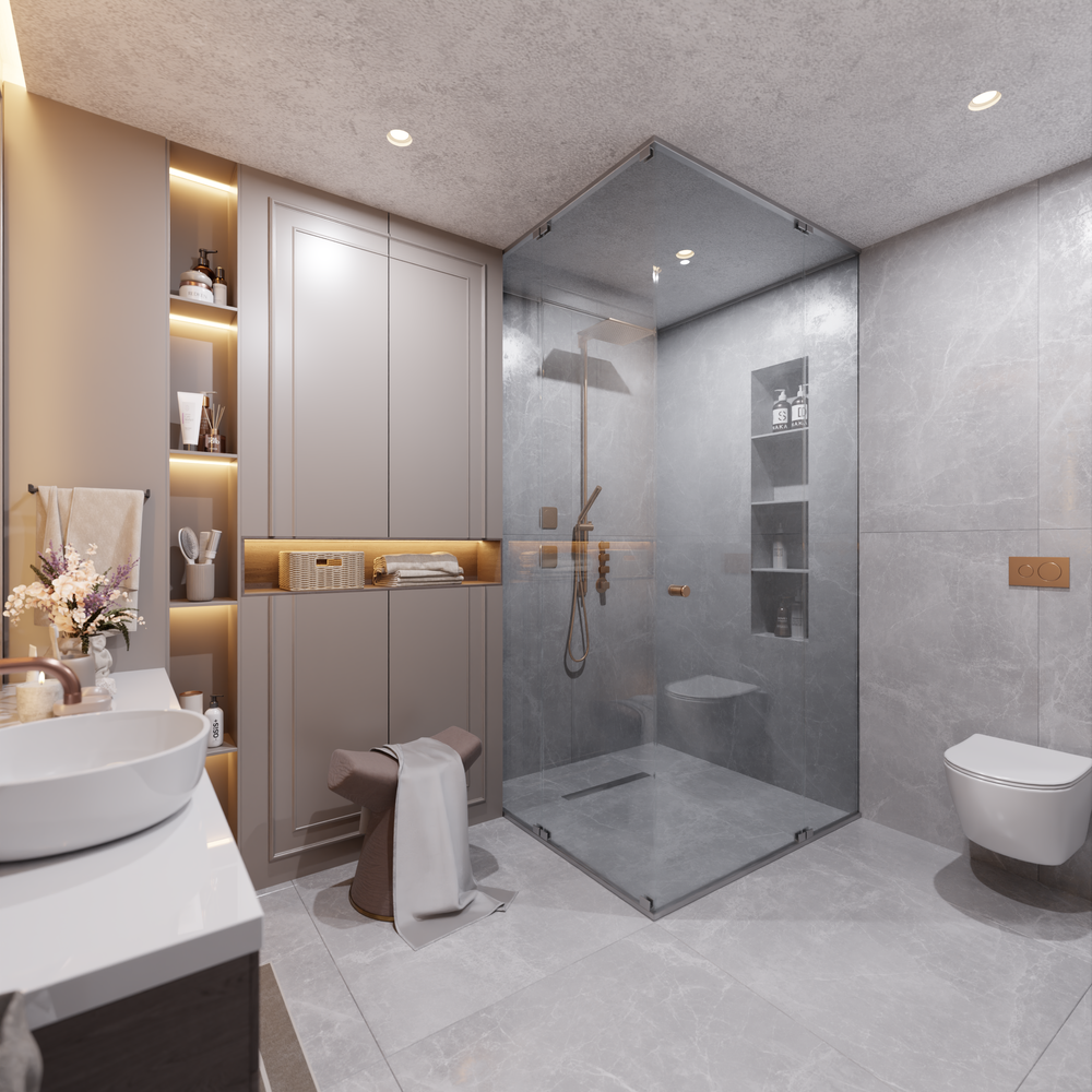 bathroom shower recess