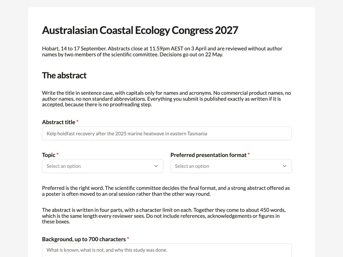 Abstract submission form example
