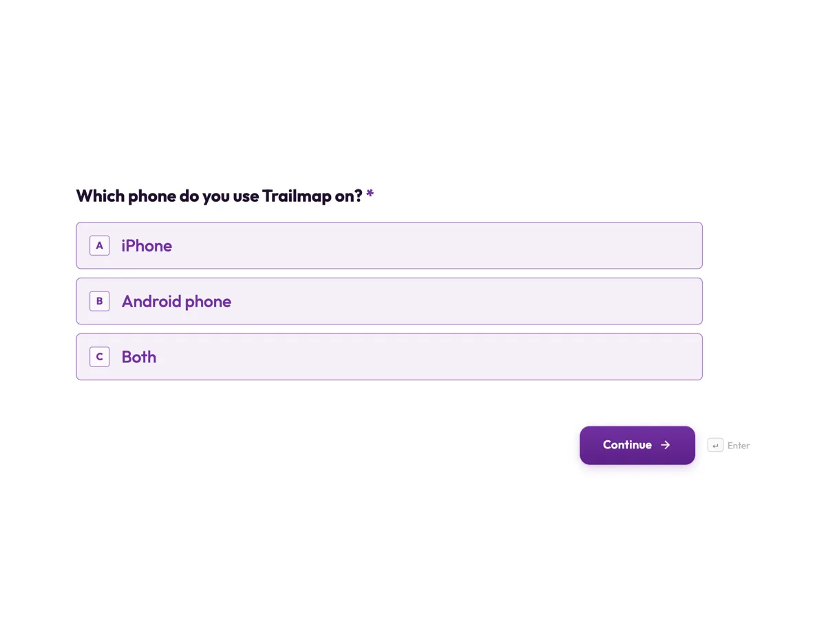 App feedback survey template for crashes, speed and missing features example