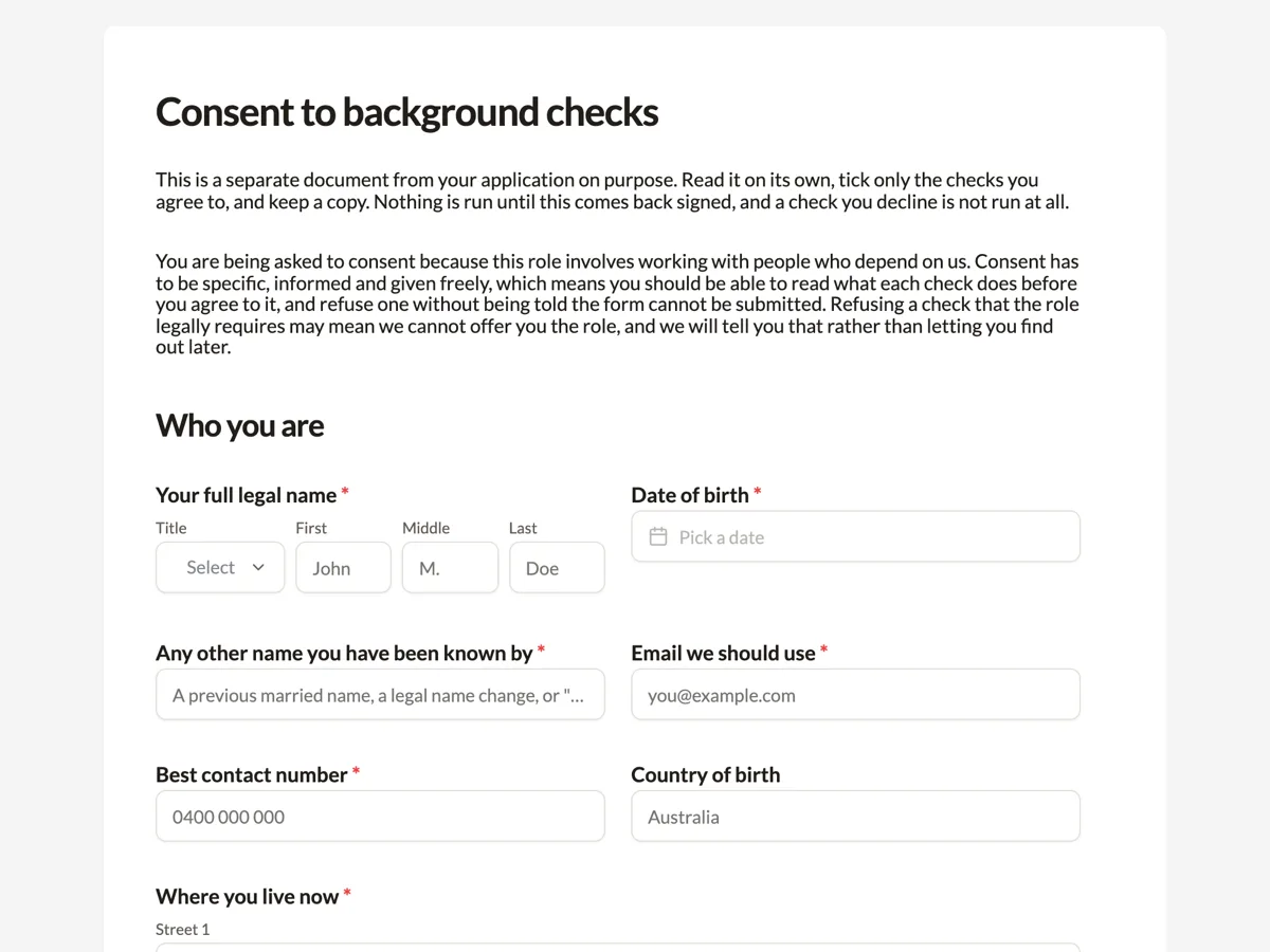 Background check consent form example