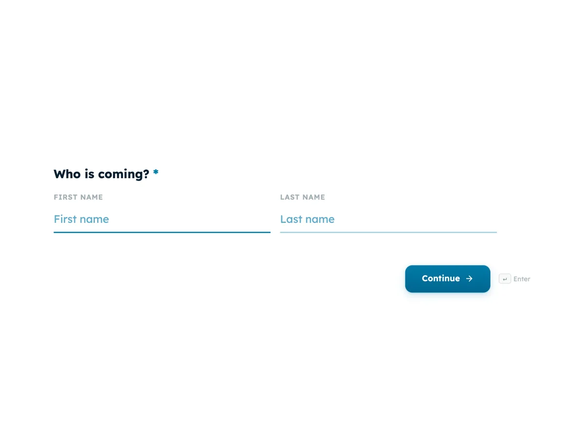 Class booking form example