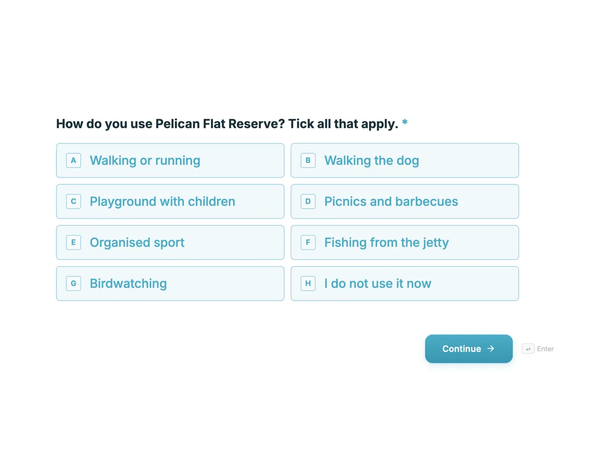 Community consultation survey for a council park upgrade example