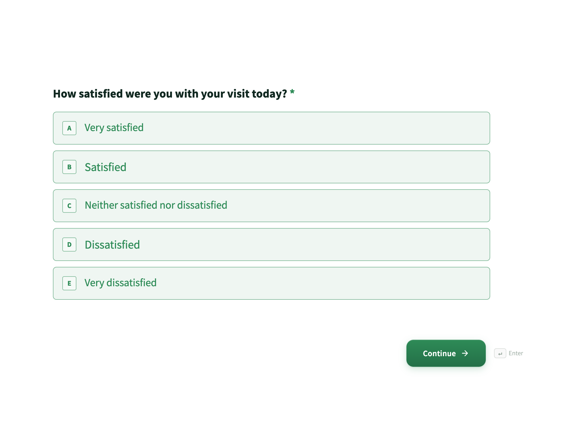 Customer feedback survey example