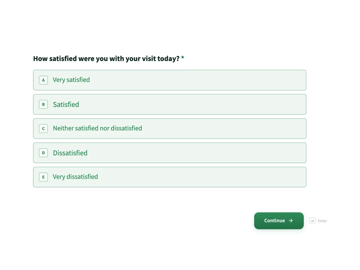 Customer feedback survey example