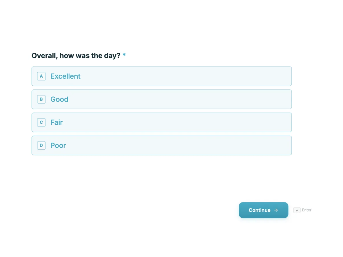 Top of the event feedback form that asks what to change example