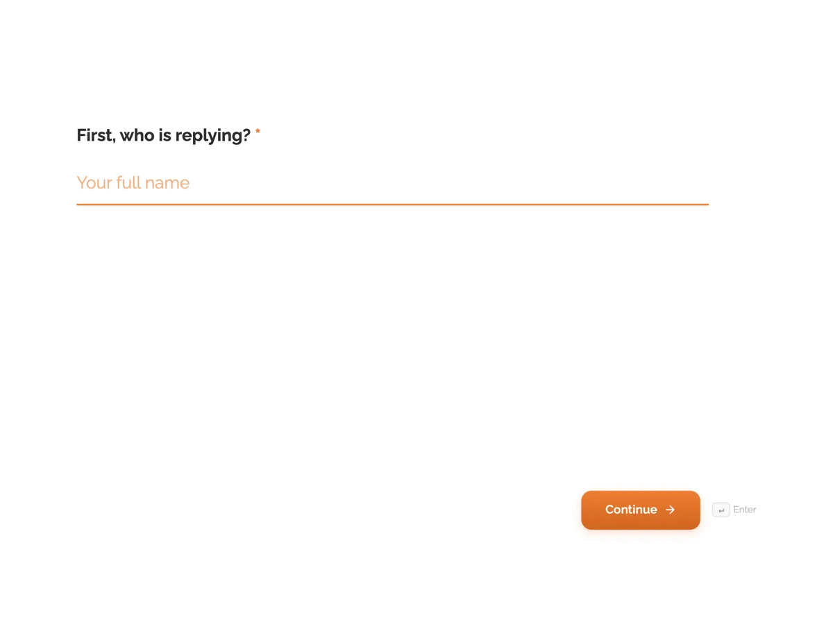 Wedding RSVP form example