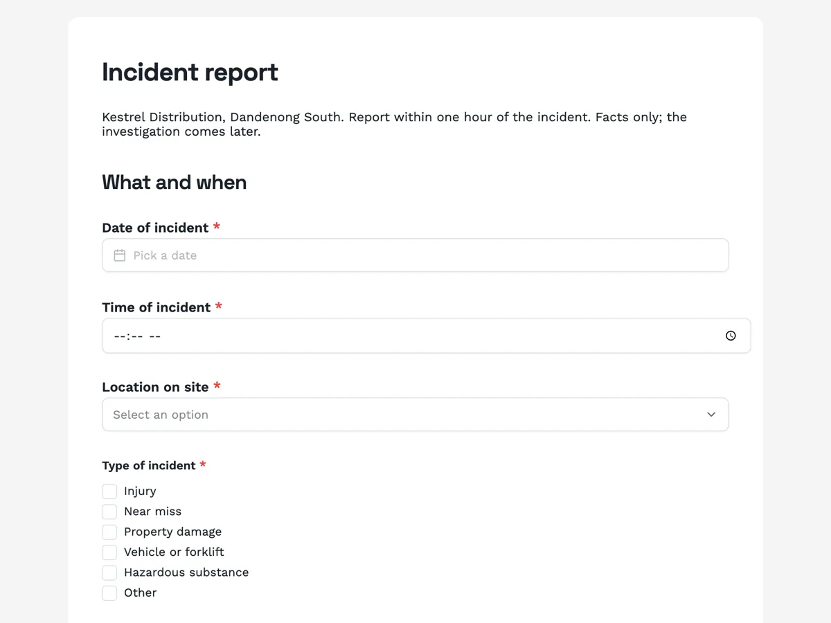 Top of the workplace incident report form built for the first hour example