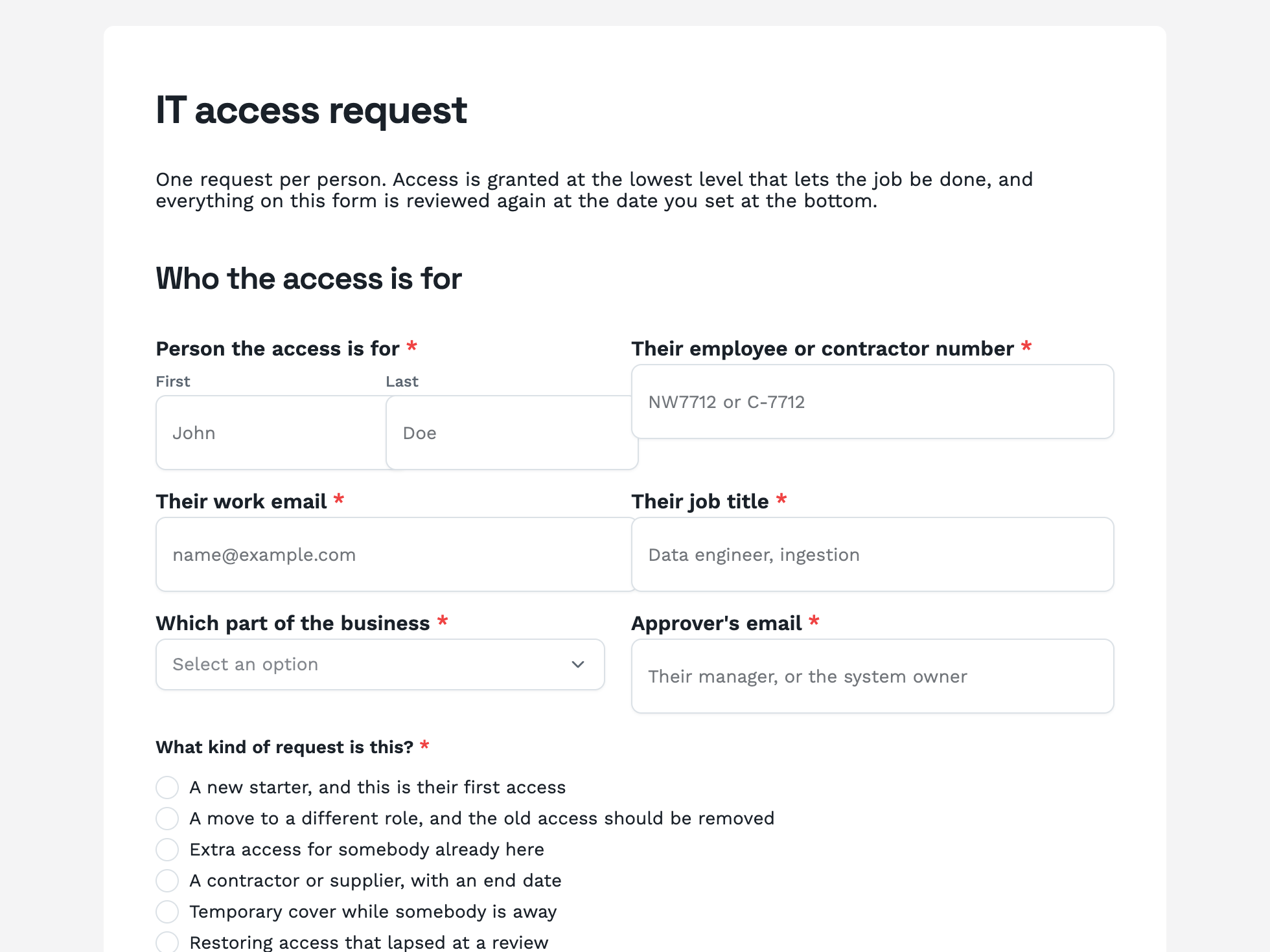 IT access request form example