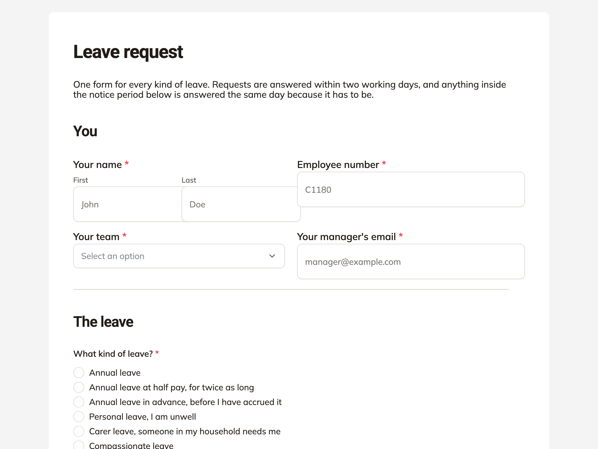 Leave request form example