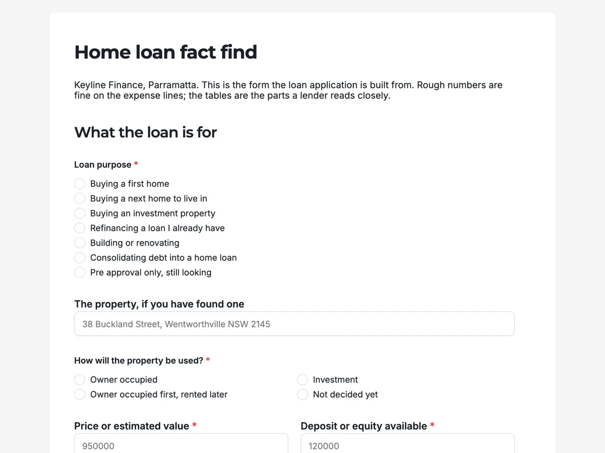 Mortgage broker fact find a lender can read in one sitting example
