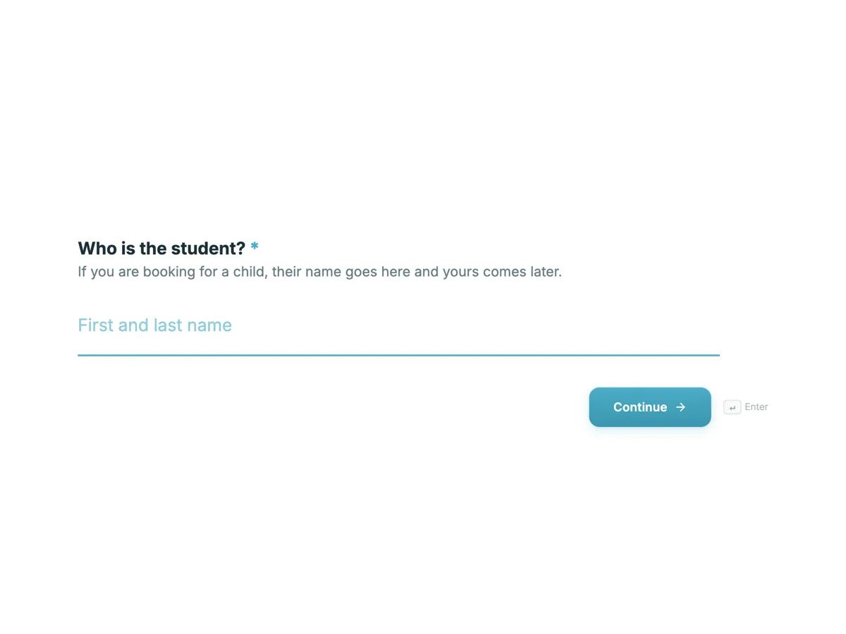 Music lessons registration form that matches a teacher example