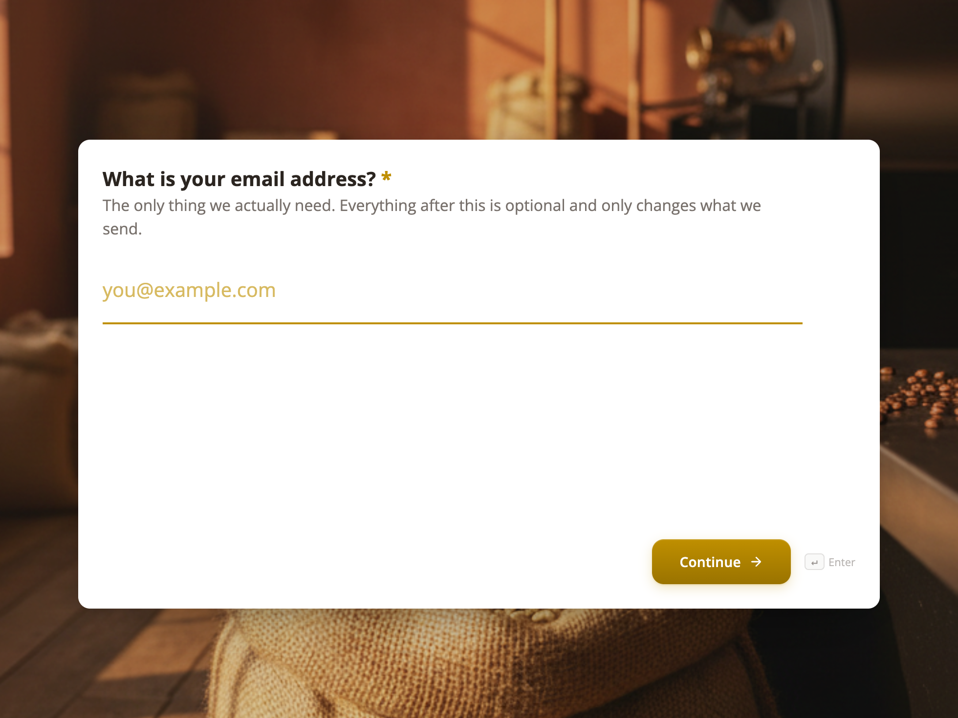 Newsletter signup form example