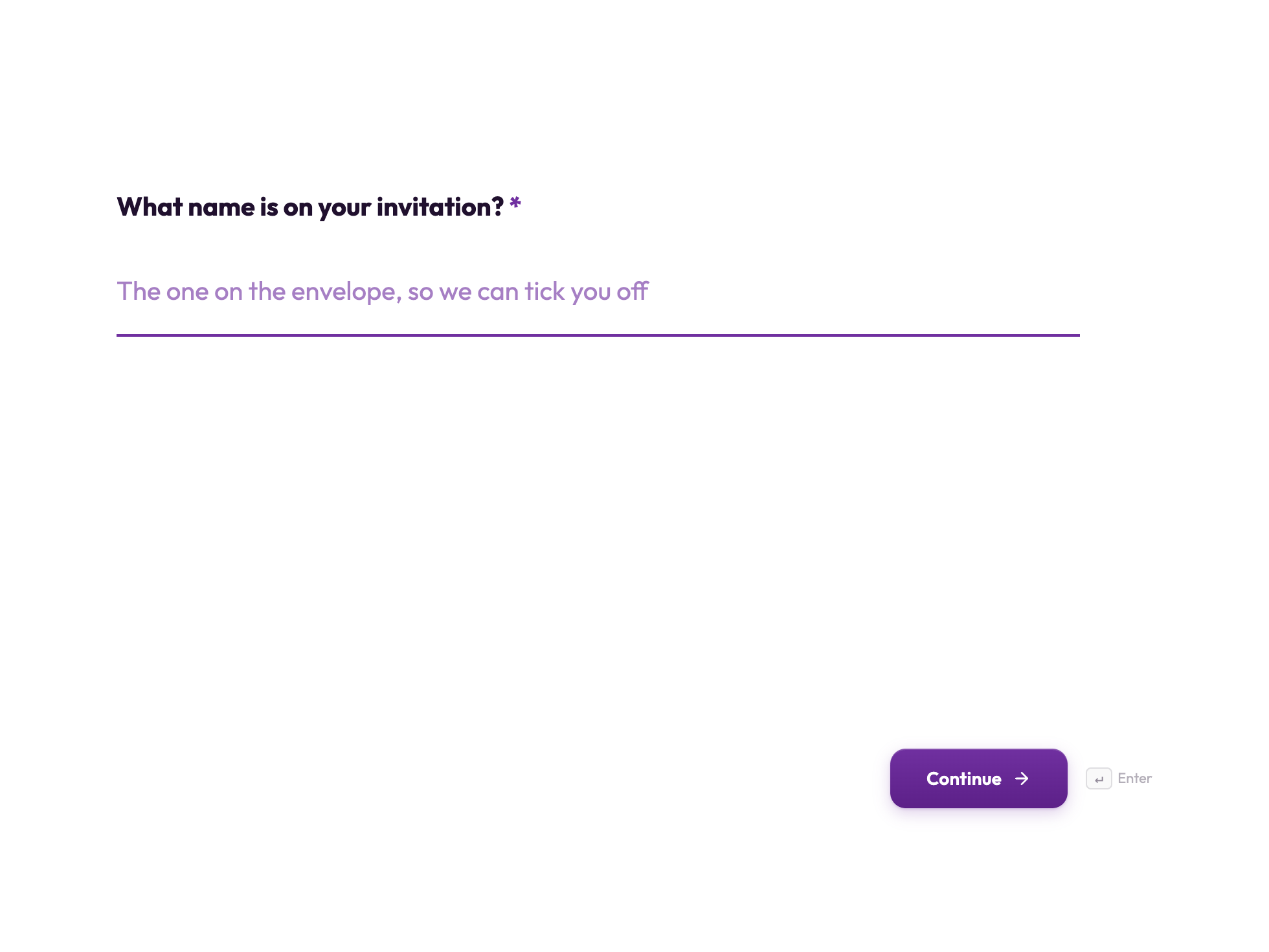 Party RSVP form example