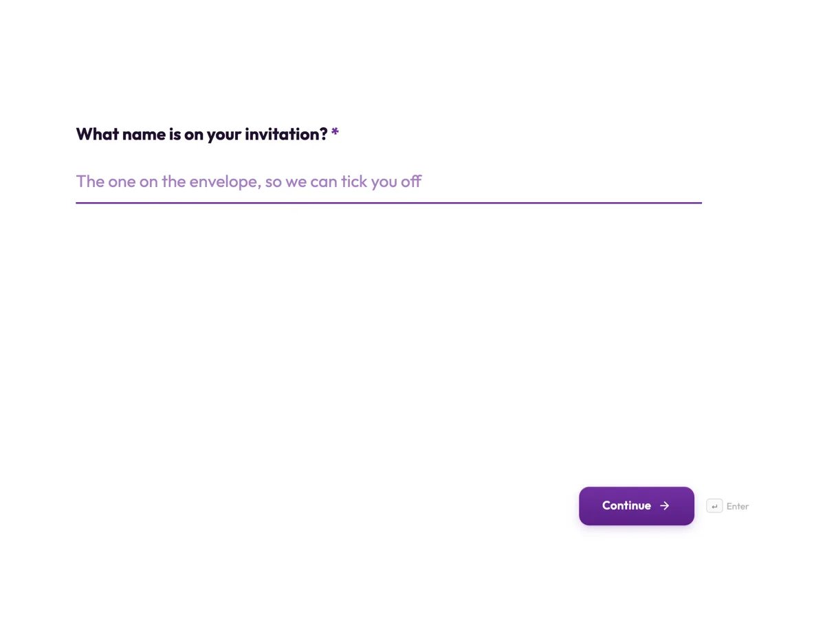 Party RSVP form example