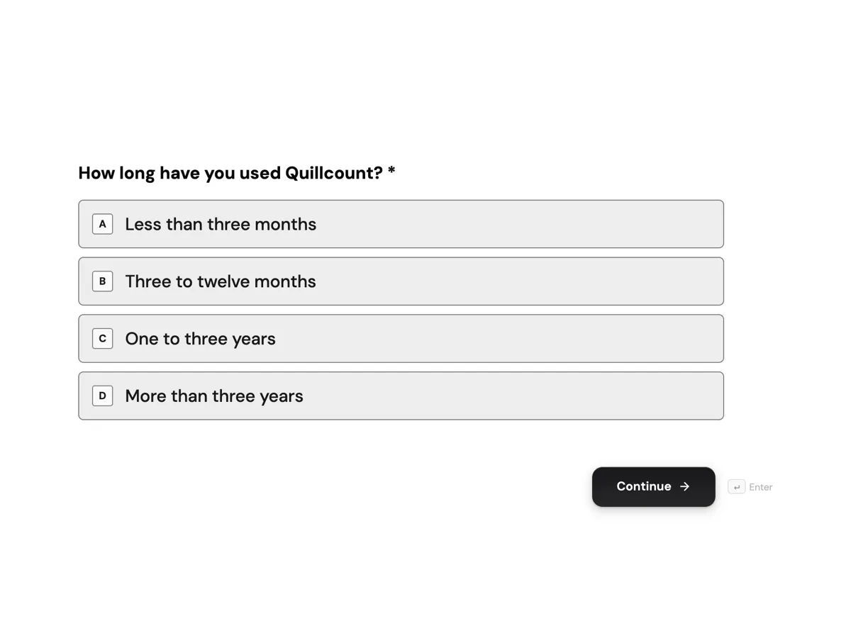 Product feedback survey template with a feature importance matrix example