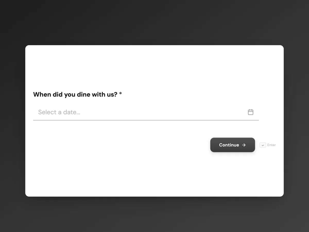 Restaurant feedback form with a course by course rating grid example