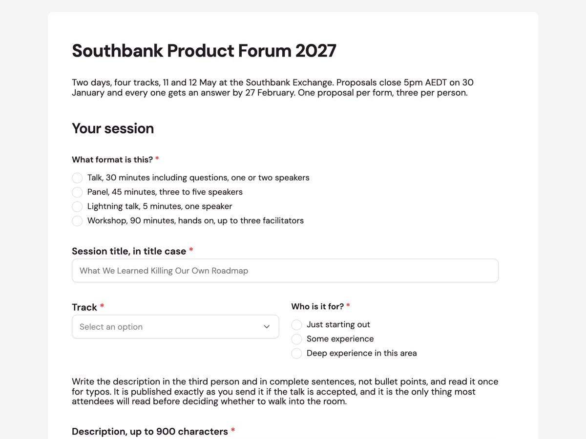 Call for speakers form example