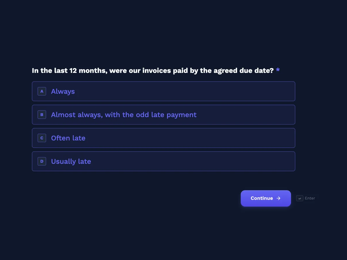 Supplier feedback survey: how your suppliers rate you as a customer example