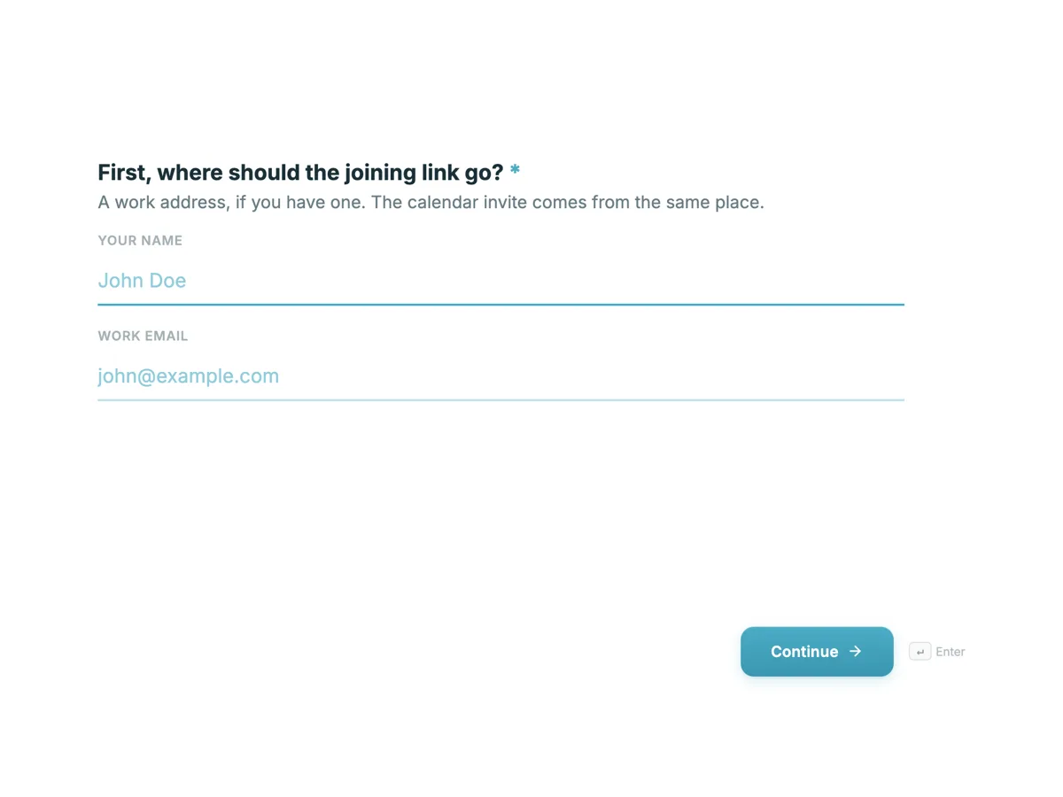 Webinar registration form example