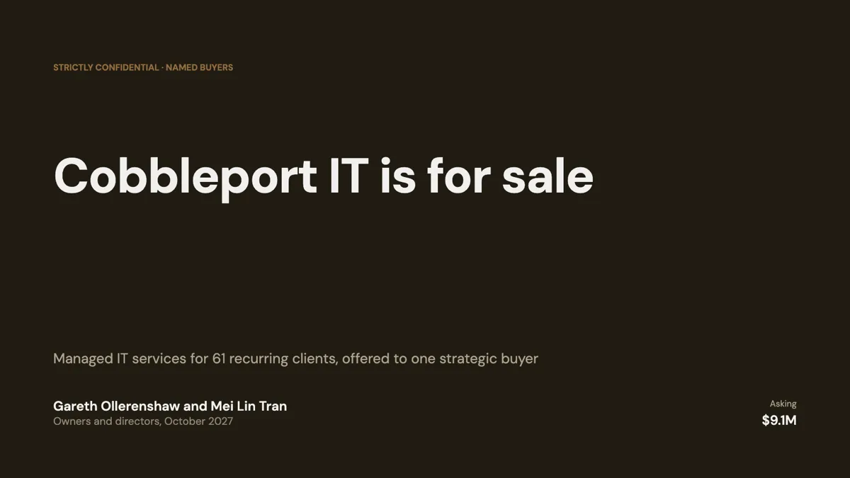 Sell my business pitch deck for an IT services company example