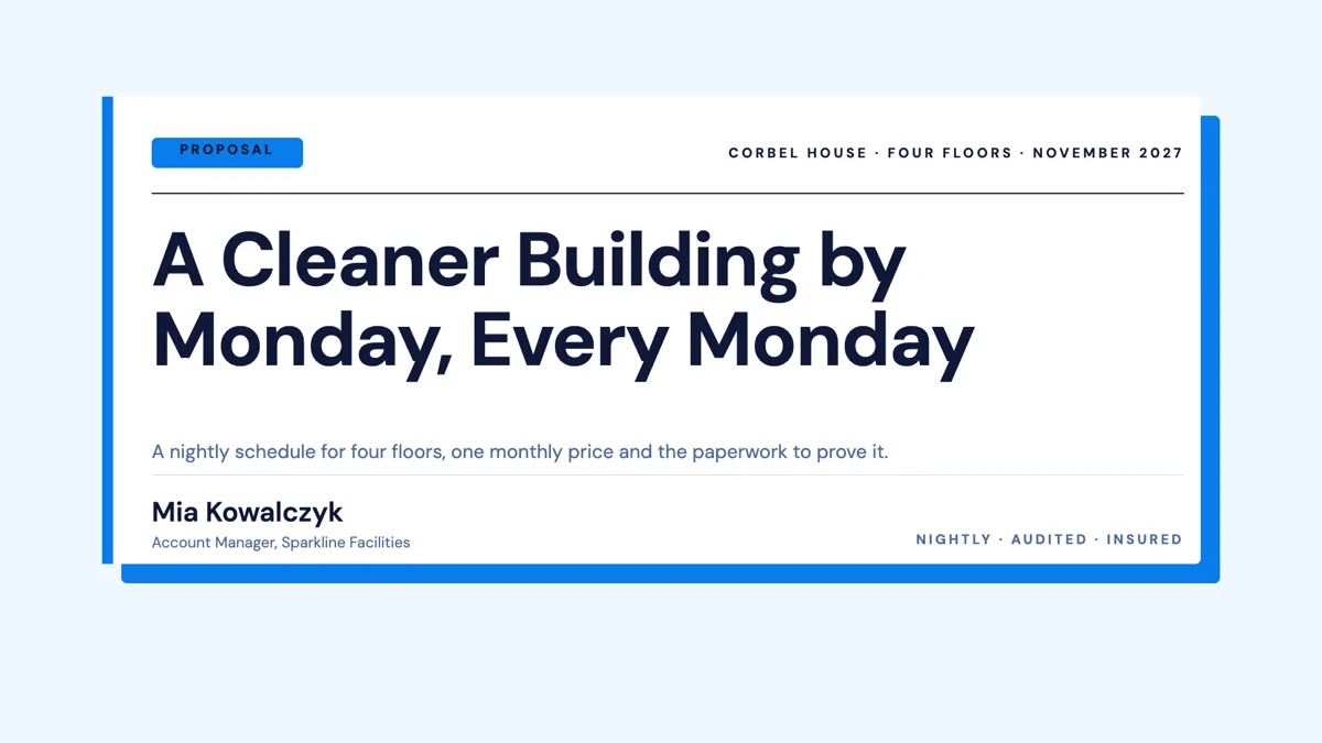Commercial cleaning sales deck with a site schedule example